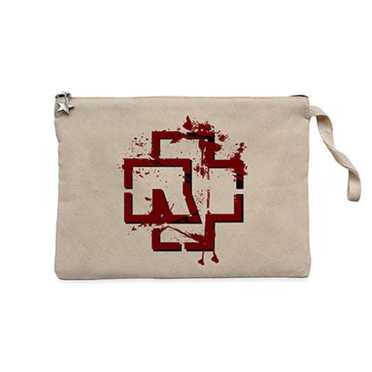Rammstein Logo 4 Krem Clutch Astarlı Cüzdan / El Çantası