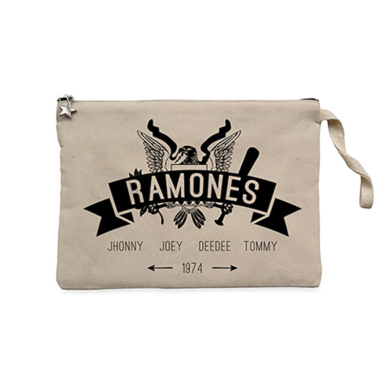 Ramones 1974 Krem Clutch Astarlı Cüzdan / El Çantası