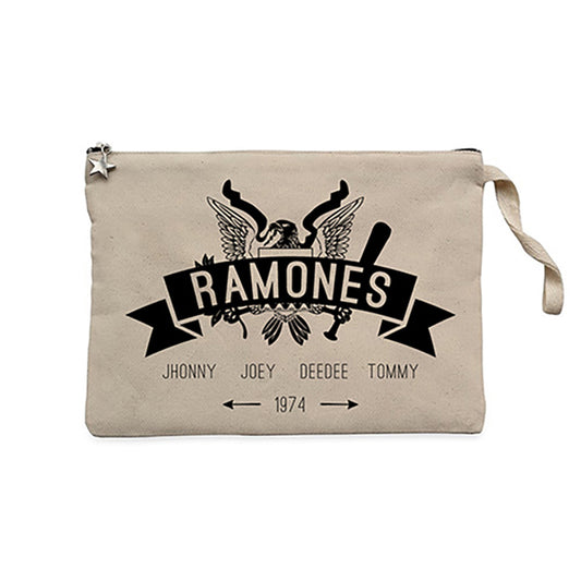 Ramones 1974 Krem Clutch Astarlı Cüzdan / El Çantası