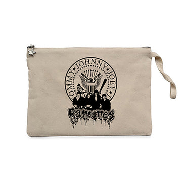 Ramones Text and Group Krem Clutch Astarlı Cüzdan / El Çantası