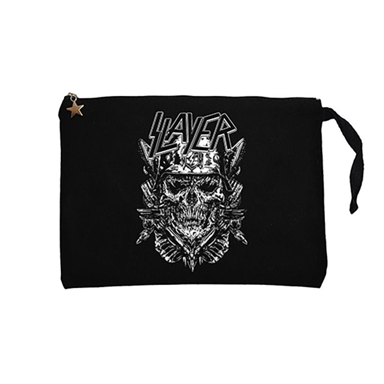 Slayer Soilder Skull Siyah Clutch Astarlı Cüzdan / El Çantası