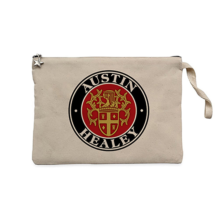 Austin Healey Logo 2 Krem Clutch Astarlı Cüzdan / El Çantası