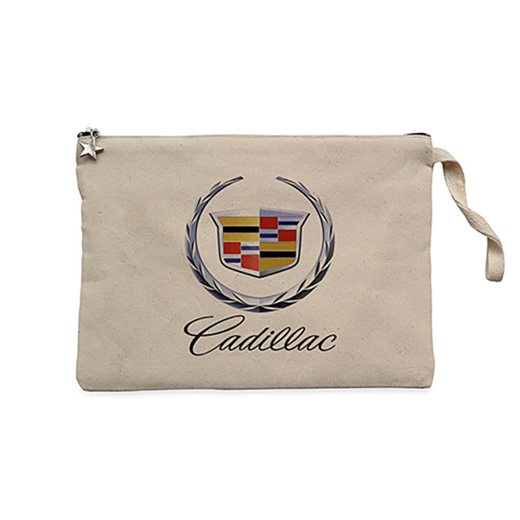 Cadillac Logo Krem Clutch Astarlı Cüzdan / El Çantası