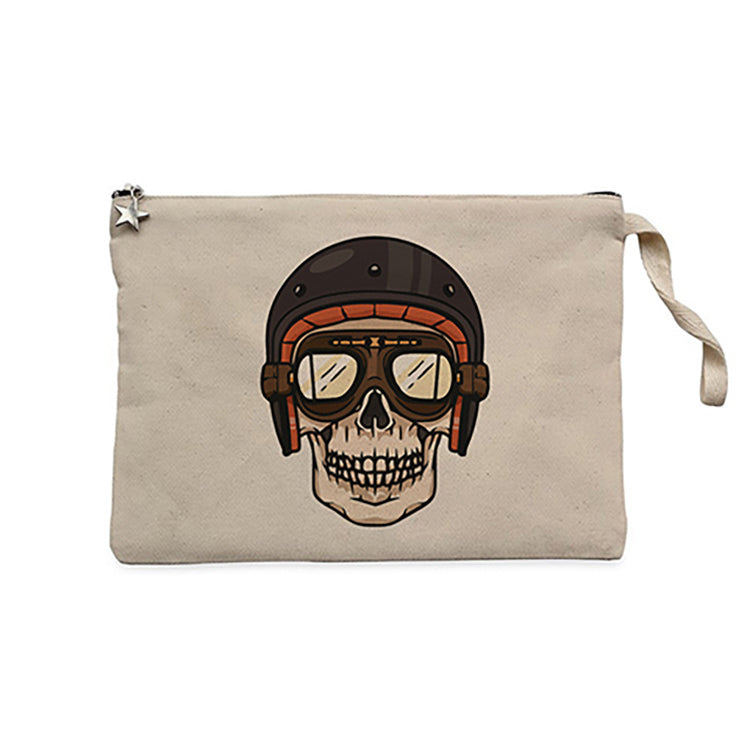 Skull Helmet Krem Clutch Astarlı Cüzdan / El Çantası