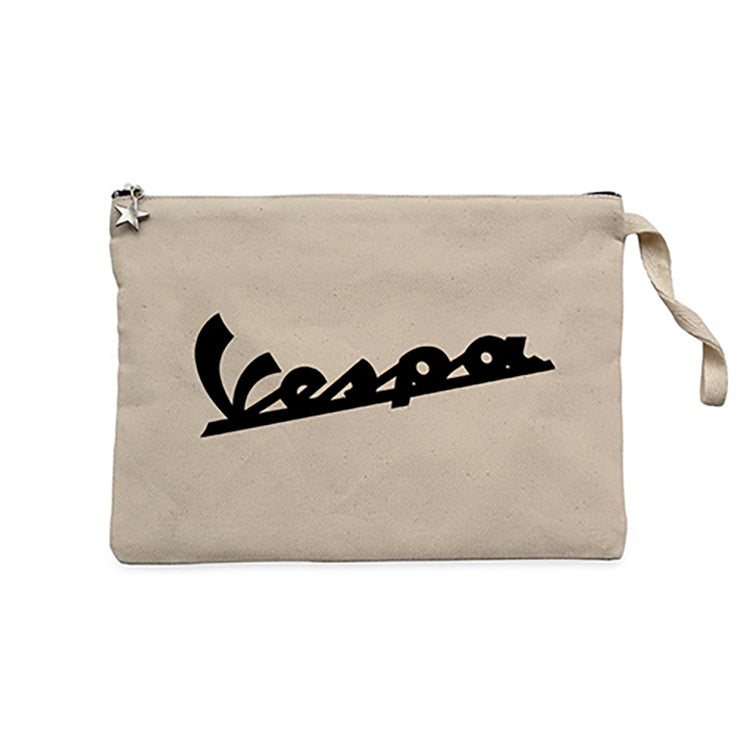 Vespa Logo 2 Krem Clutch Astarlı Cüzdan / El Çantası
