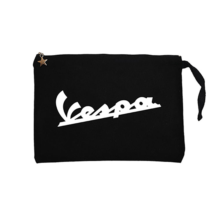 Vespa Logo 3 Siyah Clutch Astarlı Cüzdan / El Çantası