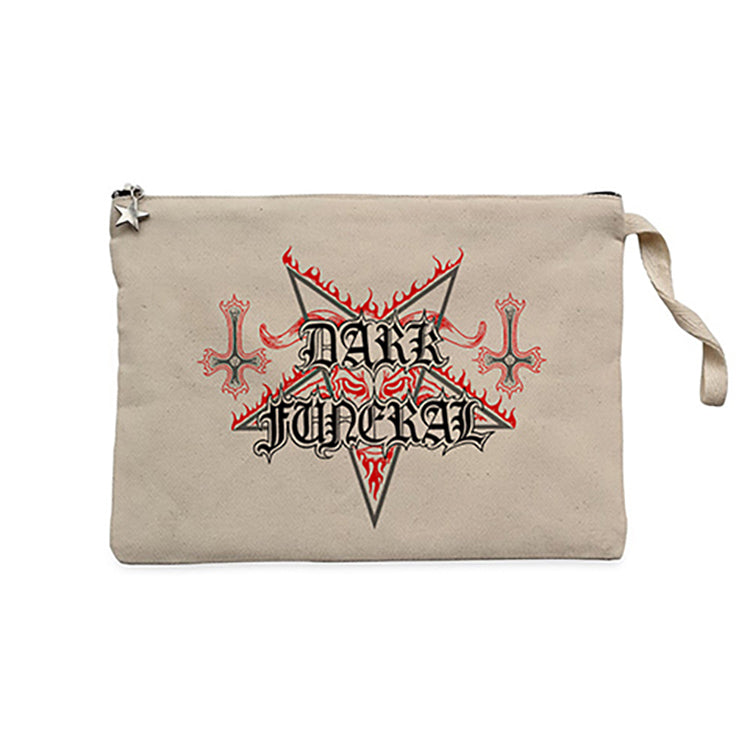 Dark Funeral Classic Krem Clutch Astarlı Cüzdan / El Çantası