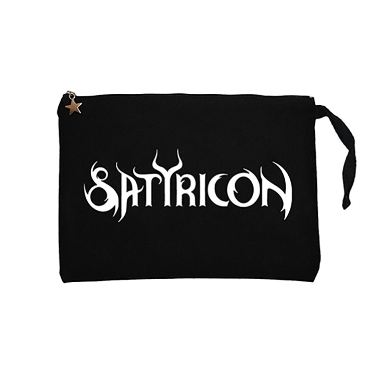 Satyricon Logo Siyah Clutch Astarlı Cüzdan / El Çantası