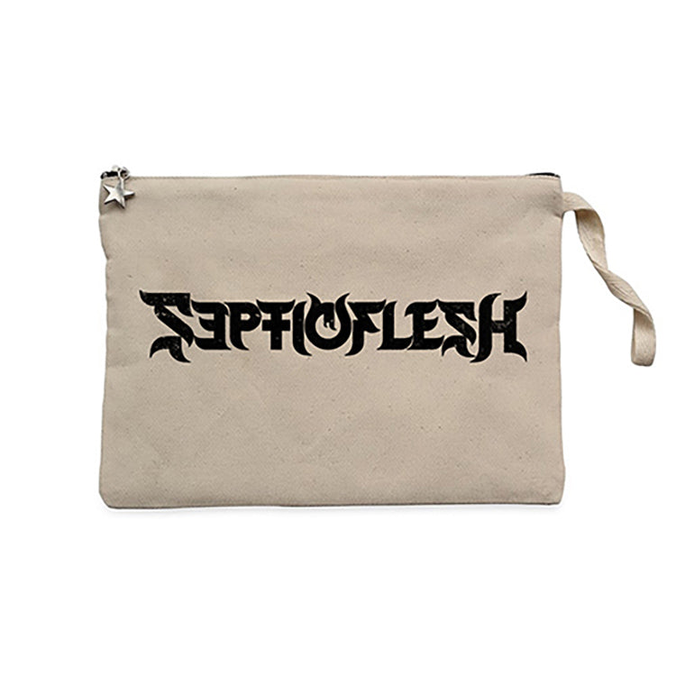 Septicflesh Logo Krem Clutch Astarlı Cüzdan / El Çantası