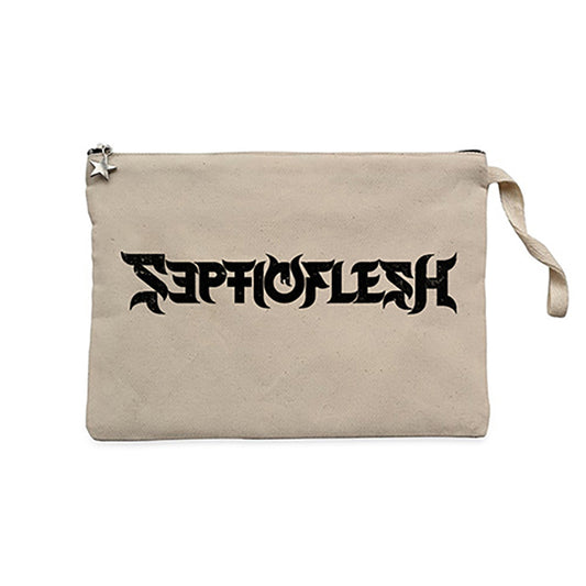 Septicflesh Logo Krem Clutch Astarlı Cüzdan / El Çantası