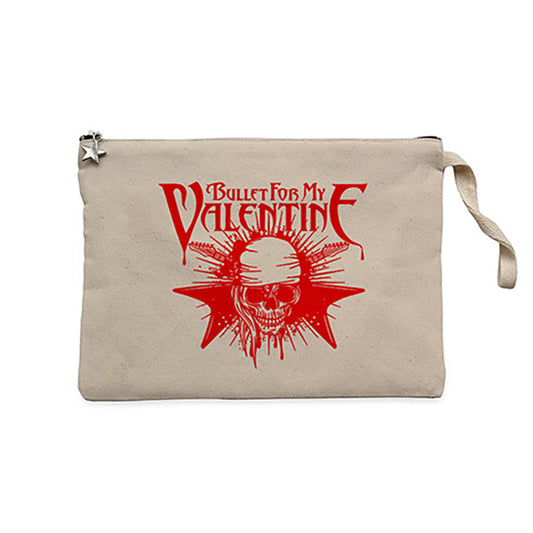 Bullet for My Valentine Skull Krem Clutch Astarlı Cüzdan / El Çantası