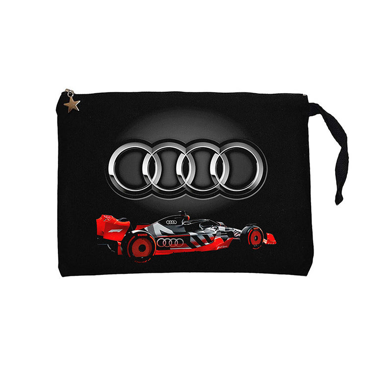F1 Audi Logo 3D Siyah Clutch Astarlı Cüzdan / El Çantası