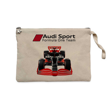 F1 Audi Sport Formula Krem Clutch Astarlı Cüzdan / El Çantası