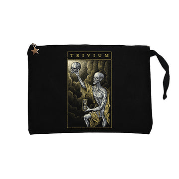 Trivium Skull Siyah Clutch Astarlı Cüzdan / El Çantası