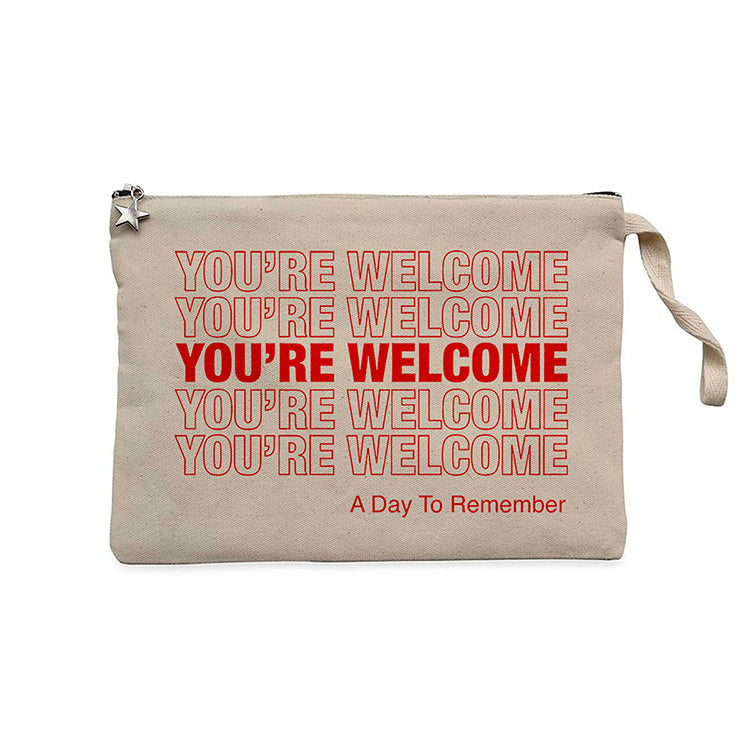 A Day Remember You Are Welcome Type Krem Clutch Astarlı Cüzdan / El Çantası