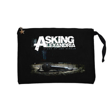 Asking Alexandria Stand Up And Screen Siyah Clutch Astarlı Cüzdan / El Çantası