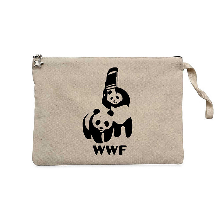 UFC WWF Panda Krem Clutch Astarlı Cüzdan / El Çantası