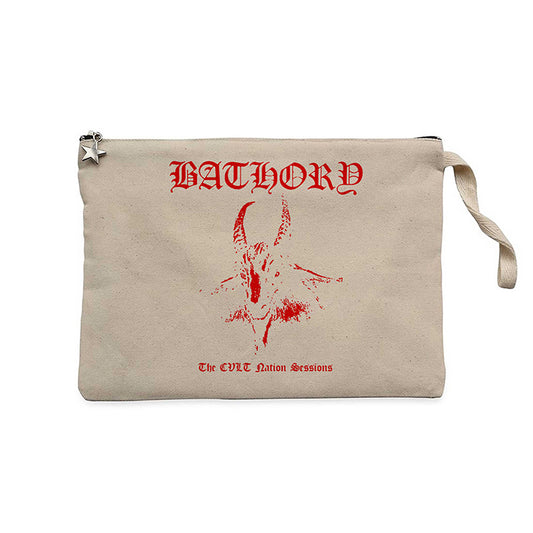 Bathory Black Metal Red Krem Clutch Astarlı Cüzdan / El Çantası