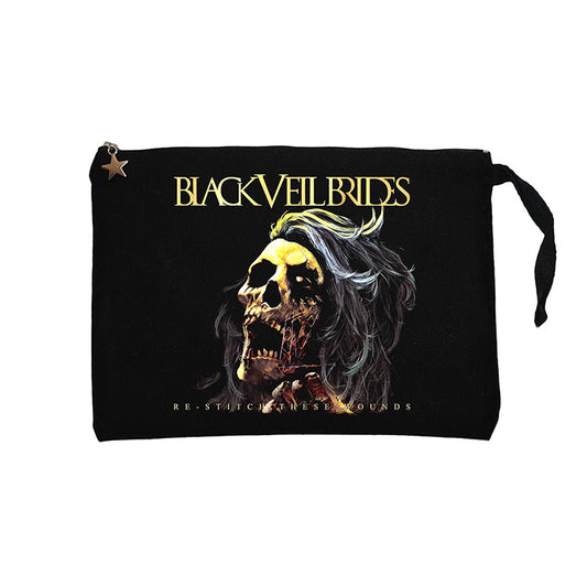 Black Veil Brides Re Stitch These Wounds Siyah Clutch Astarlı Cüzdan / El Çantası