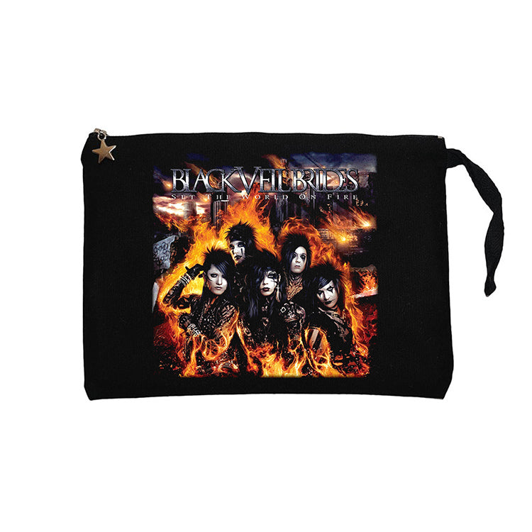 Black Veil Brides Set the World On Fire Siyah Clutch Astarlı Cüzdan / El Çantası