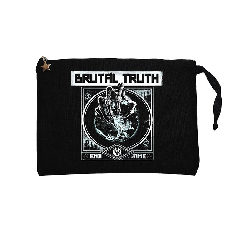 Brutal Truth end Time Siyah Clutch Astarlı Cüzdan / El Çantası