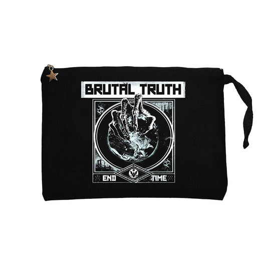 Brutal Truth end Time Siyah Clutch Astarlı Cüzdan / El Çantası