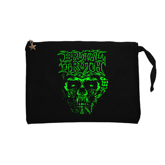 Brutal Truth Graphic Siyah Clutch Astarlı Cüzdan / El Çantası