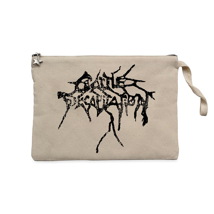 Cattle Decapitation Logo Krem Clutch Astarlı Cüzdan / El Çantası