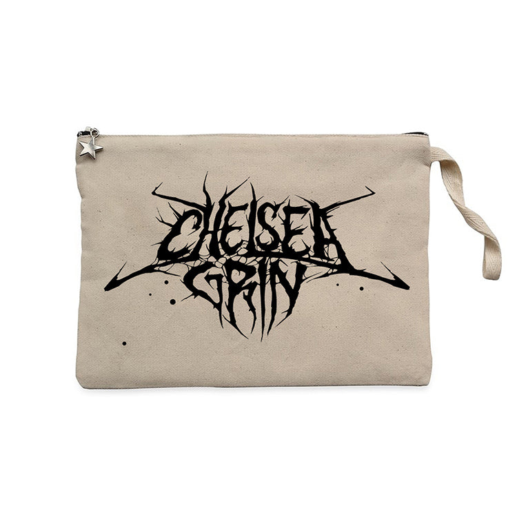 Chelsea Grin Black Logo Krem Clutch Astarlı Cüzdan / El Çantası