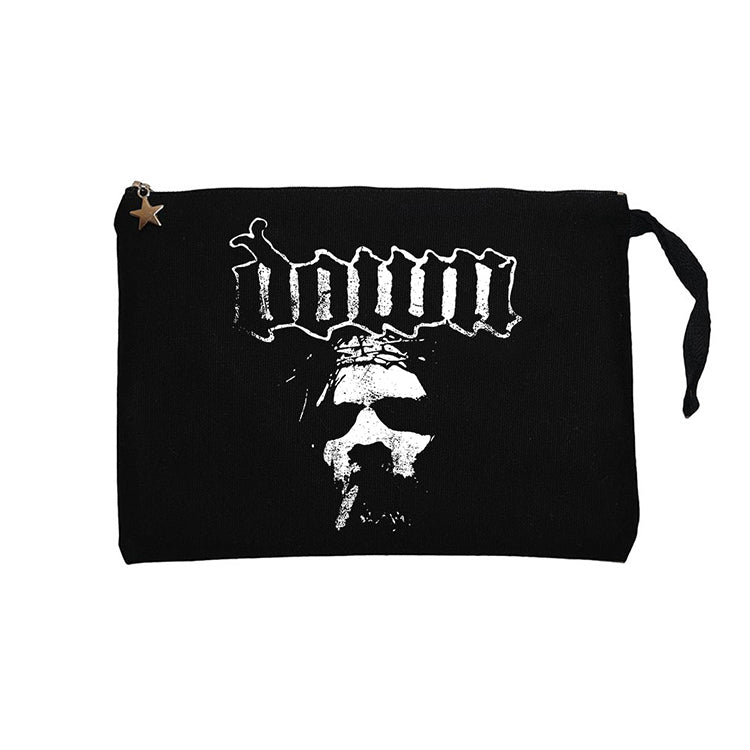 Down Jesus Face Siyah Clutch Astarlı Cüzdan / El Çantası