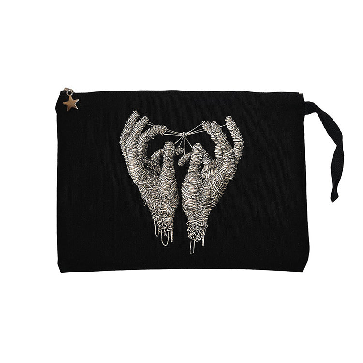 Mummy Hands Siyah Clutch Astarlı Cüzdan / El Çantası
