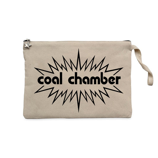 Coal Chamber Logo Krem Clutch Astarlı Cüzdan / El Çantası