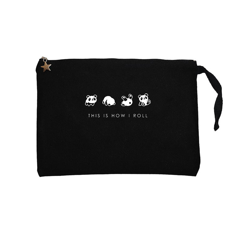 Baby Panda Rolling Siyah Clutch Astarlı Cüzdan / El Çantası
