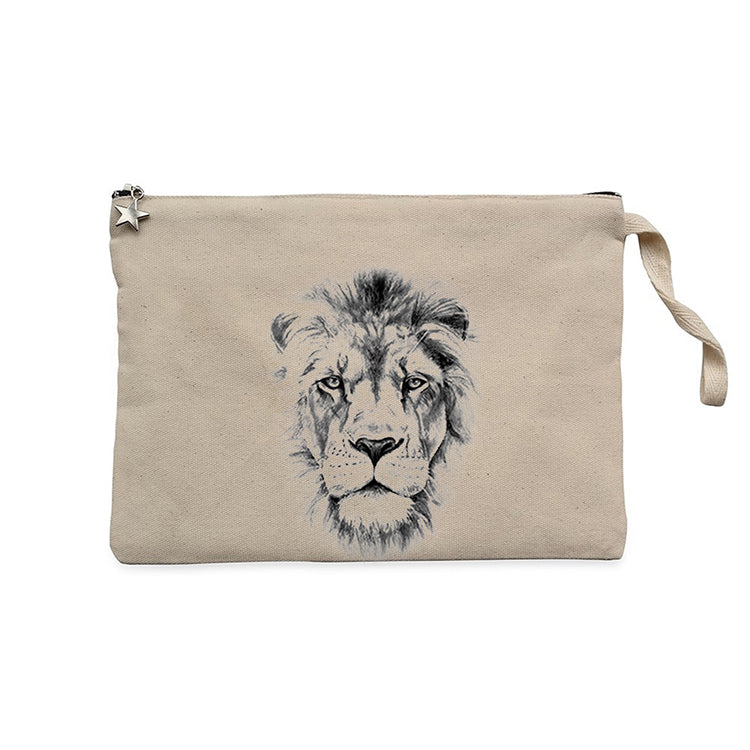 Lion Face Krem Clutch Astarlı Cüzdan / El Çantası
