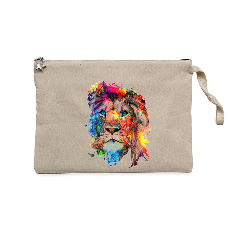 Lion Rainbow Krem Clutch Astarlı Cüzdan / El Çantası