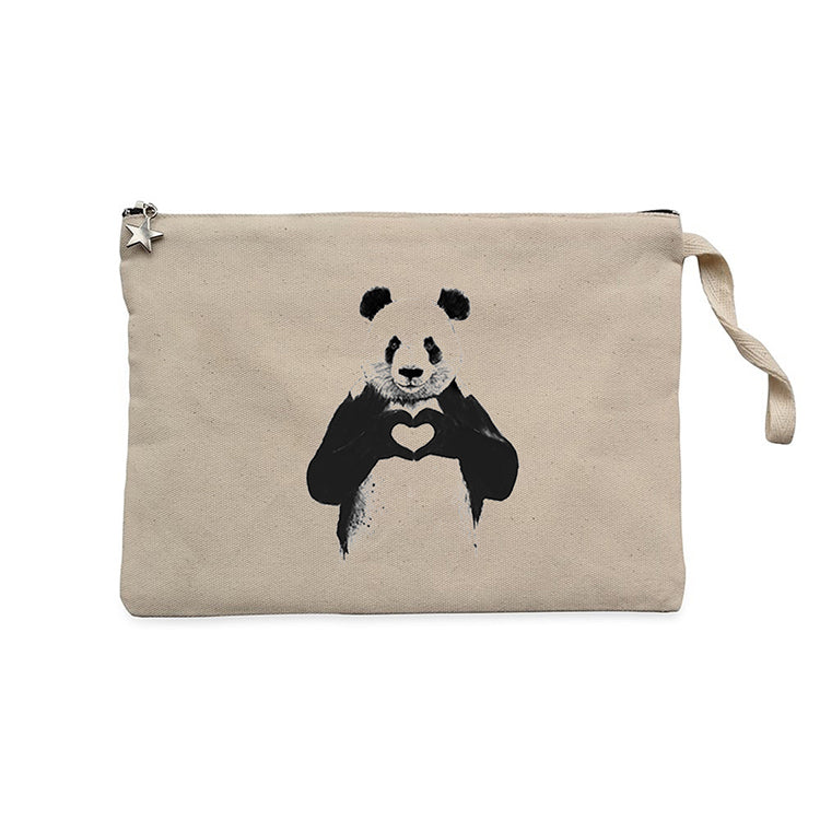 Panda Love Krem Clutch Astarlı Cüzdan / El Çantası