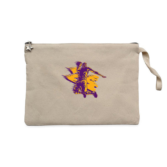 Kobe Bryant Silhouette Krem Clutch Astarlı Cüzdan / El Çantası