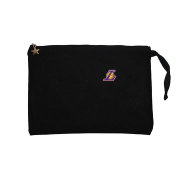 Los Angeles Lakers Logo Siyah Clutch Astarlı Cüzdan / El Çantası