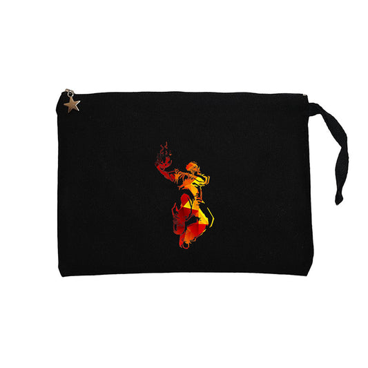 Red Basketball Silhouette Siyah Clutch Astarlı Cüzdan / El Çantası