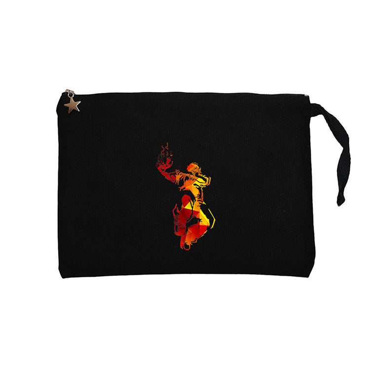 Red Basketball Silhouette Siyah Clutch Astarlı Cüzdan / El Çantası