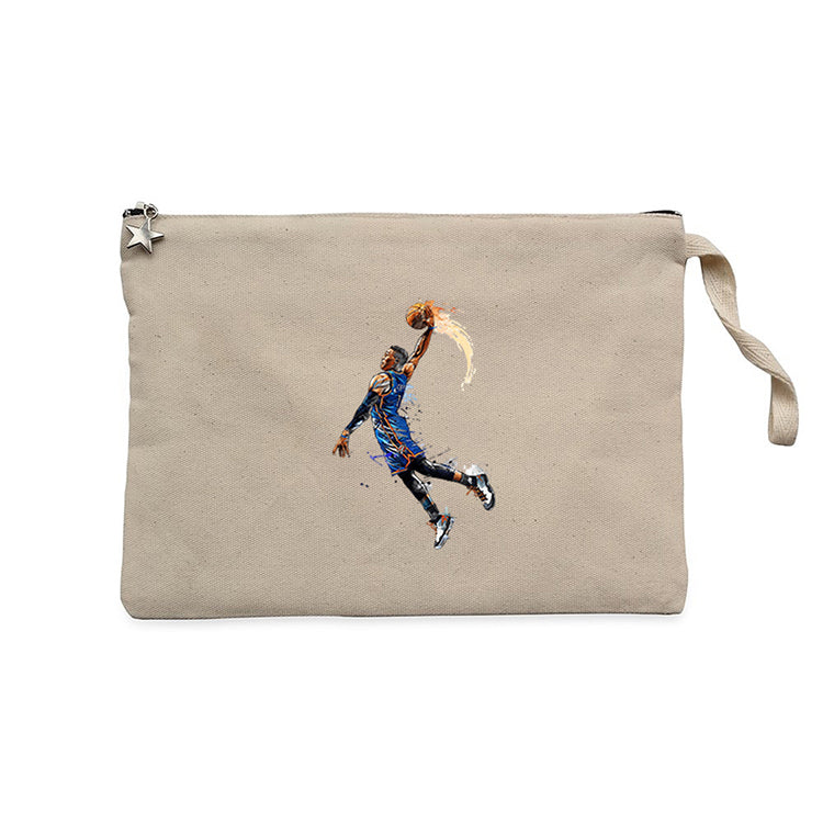 OKC Russell Westbrook Krem Clutch Astarlı Cüzdan / El Çantası