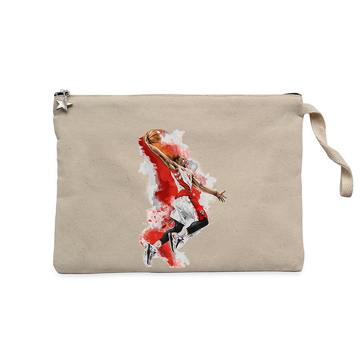 NBA Baller Red Silhouette Krem Clutch Astarlı Cüzdan / El Çantası