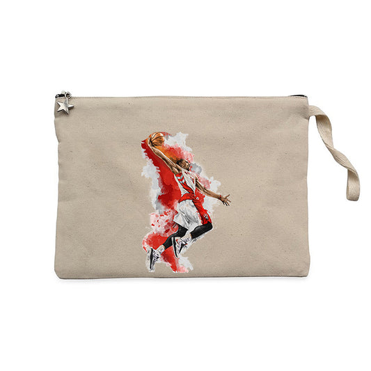 NBA Baller Red Silhouette Krem Clutch Astarlı Cüzdan / El Çantası