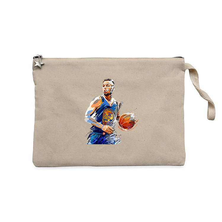 Stephen Curry Blue Silhouette Krem Clutch Astarlı Cüzdan / El Çantası