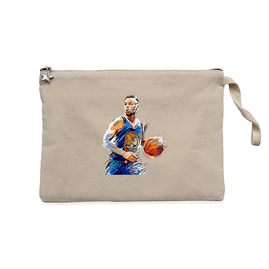 Stephen Curry Blue Silhouette Krem Clutch Astarlı Cüzdan / El Çantası