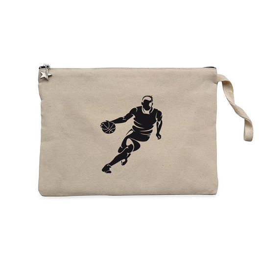 Basketball Hoop Siluet Krem Clutch Astarlı Cüzdan / El Çantası