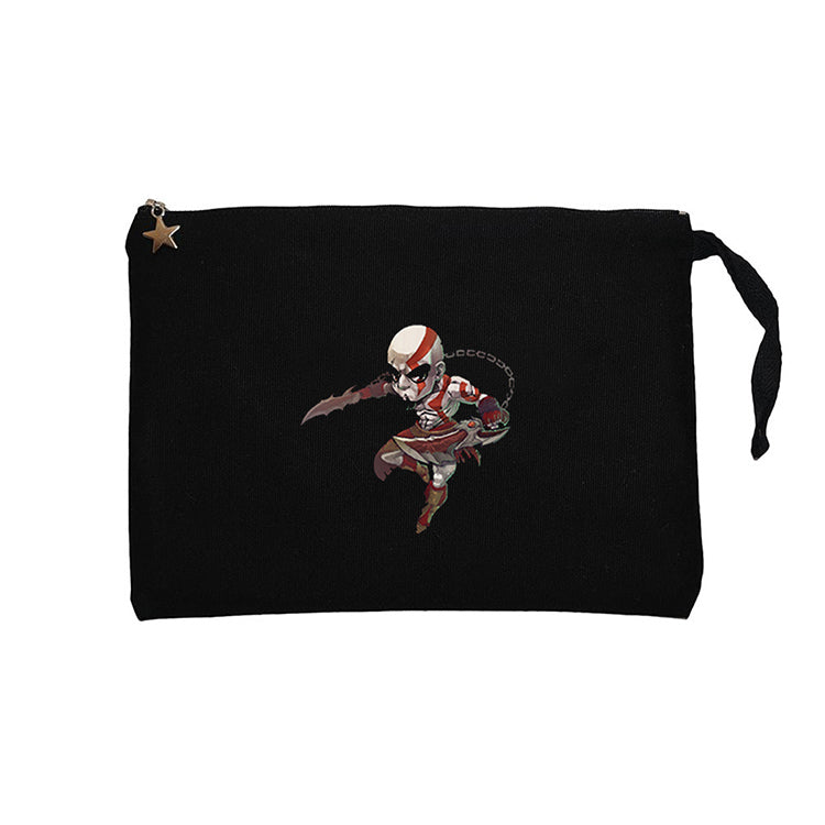 God Of War Kratos Cartoon Siyah Clutch Astarlı Cüzdan / El Çantası