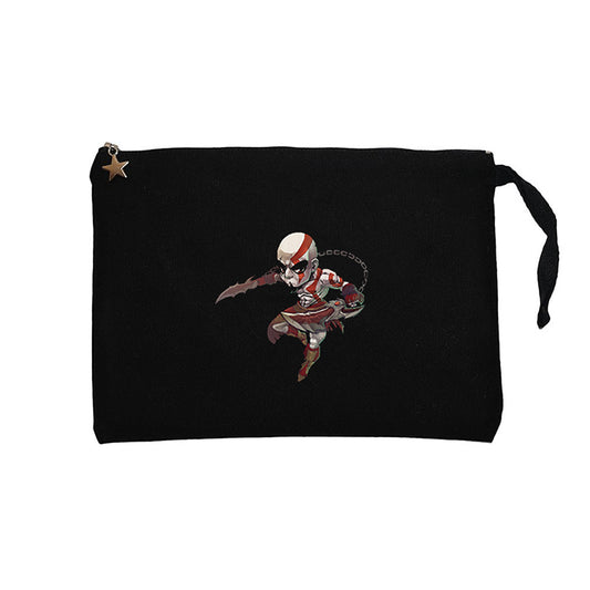 God Of War Kratos Cartoon Siyah Clutch Astarlı Cüzdan / El Çantası