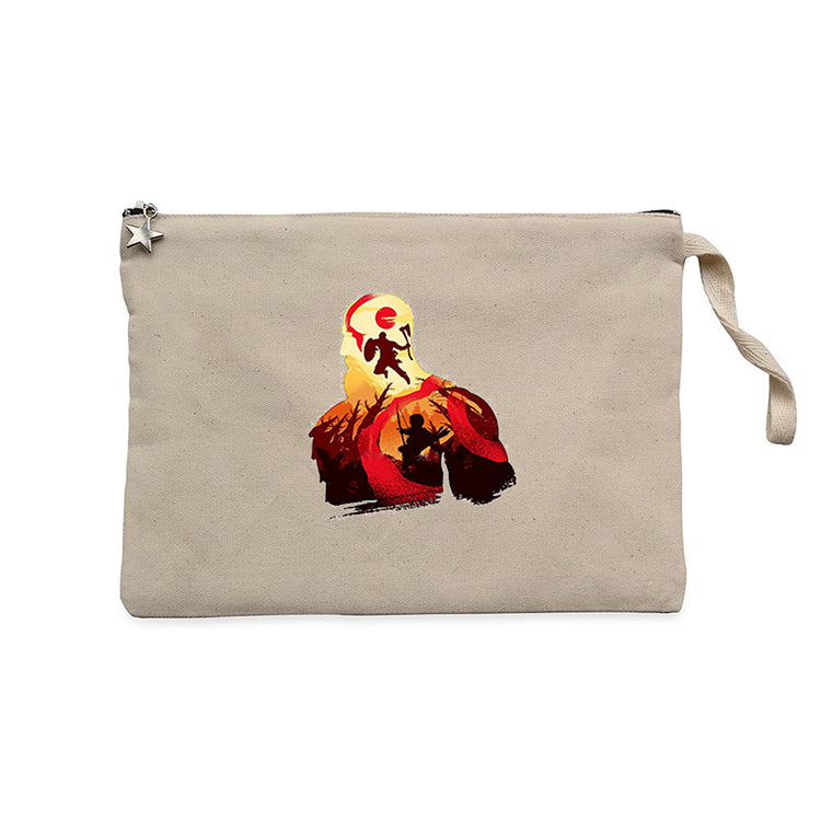 God of War Kratos Siluet Krem Clutch Astarlı Cüzdan / El Çantası