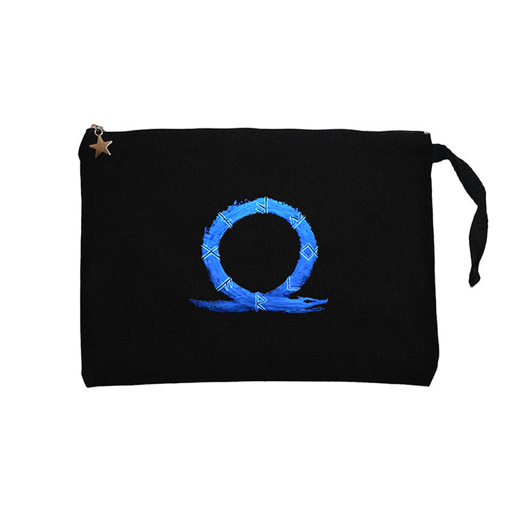 God of War Ragnarok Blue Logo Siyah Clutch Astarlı Cüzdan / El Çantası